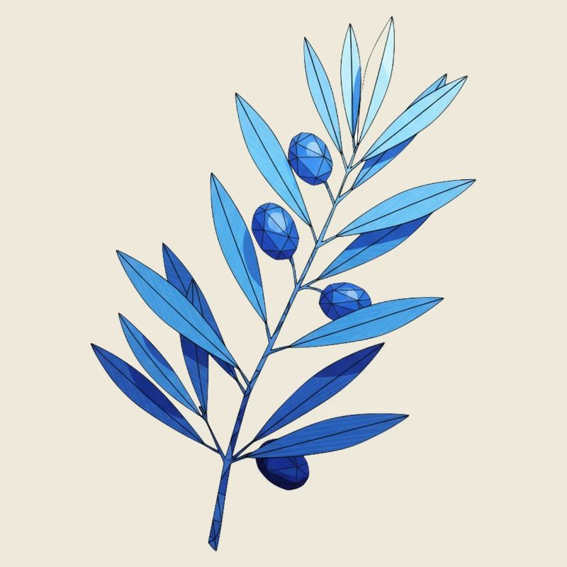 Succursale | Branches de feuilles bleues avec des myrtilles