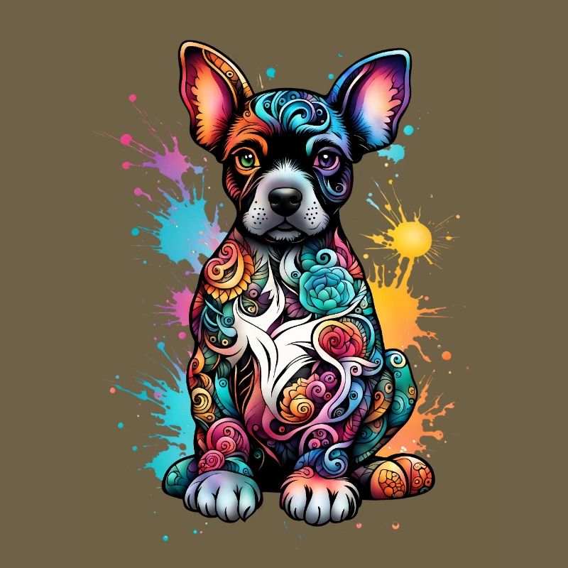 Chien coloré avec éclaboussure de peinture