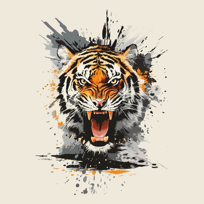 Tiger Head Predator Nature Wilderness Splash