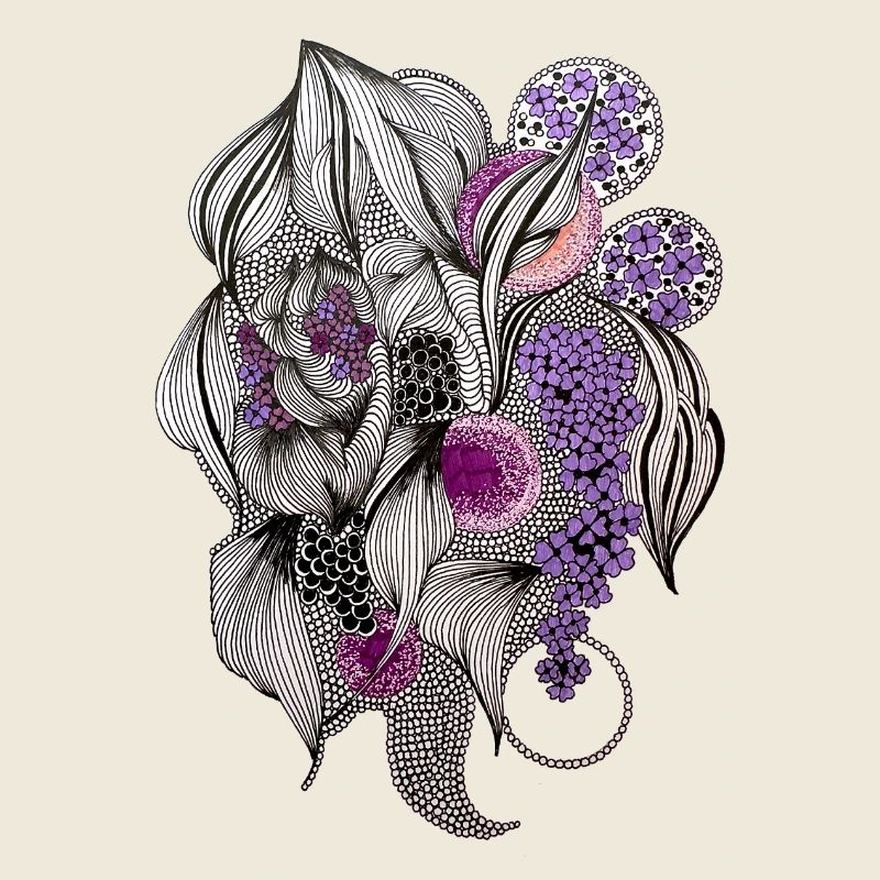 Fleurs Zentangle en Violet