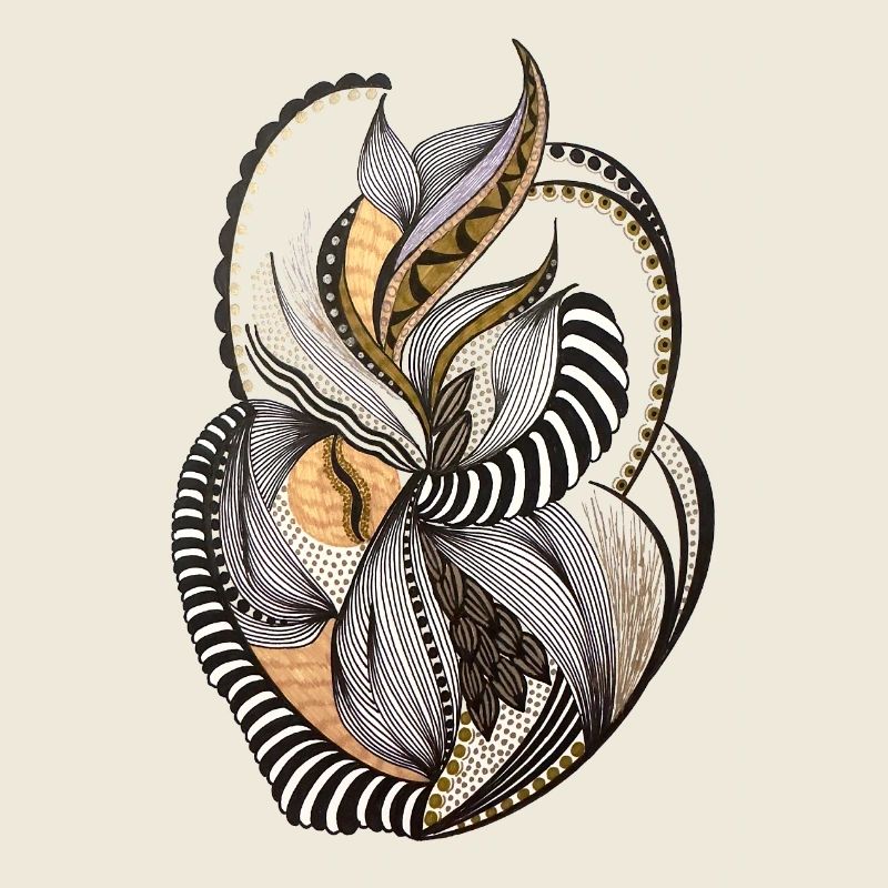 Organic leaf pattern in gold and black