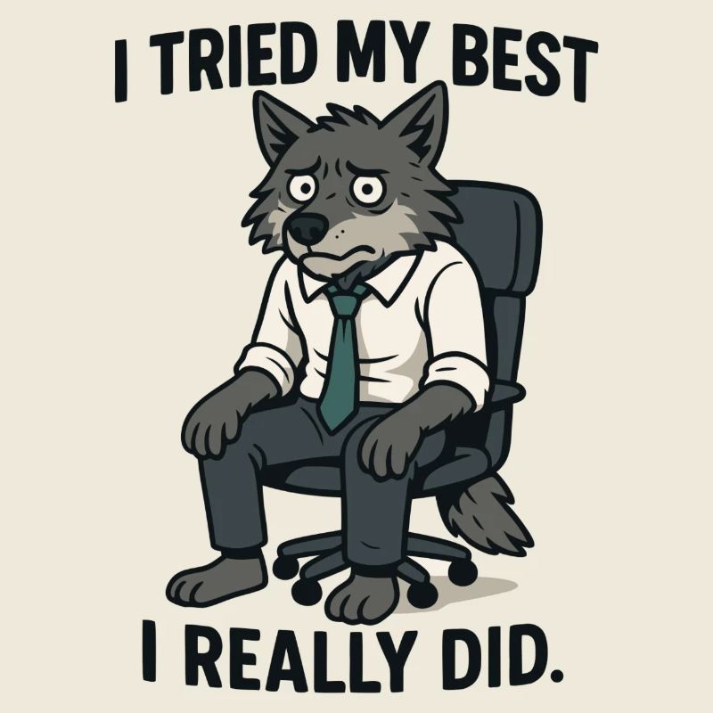 Office wolf with tie