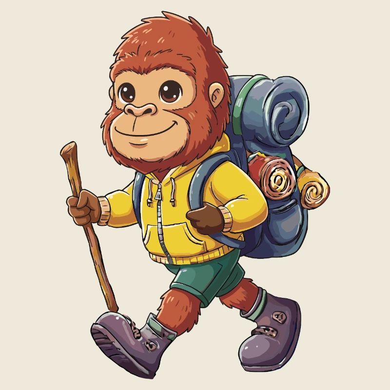 Cute Bigfoot Hiking Camping Adventure Backpacker