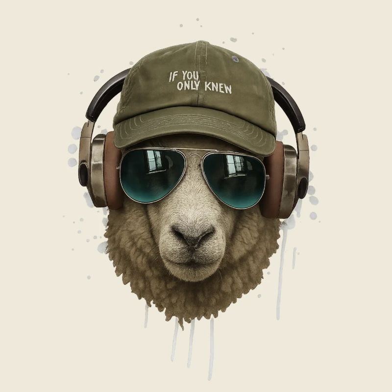 Schaf mit Kopfhörer Retro Stil