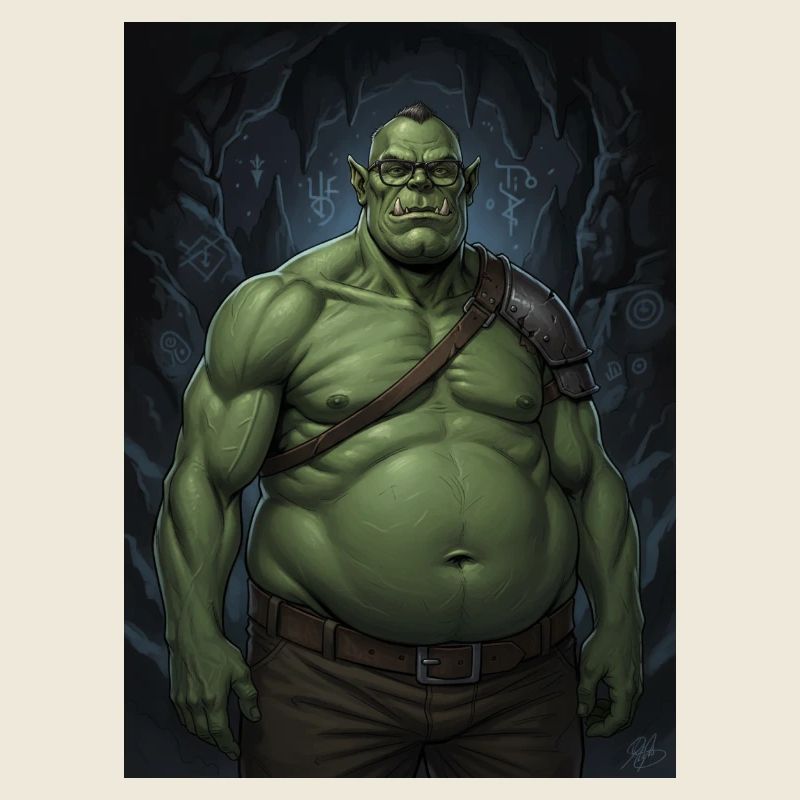 Green Orc in the Cave Light