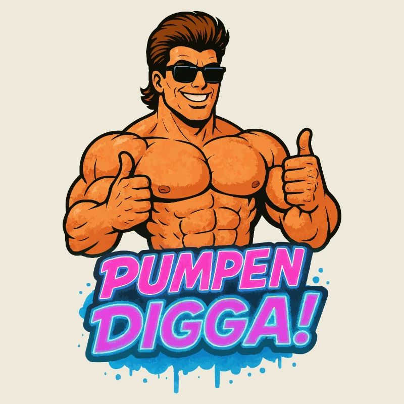PUMPEN DIGGA Muskelheld Cartoon Bodybuilder
