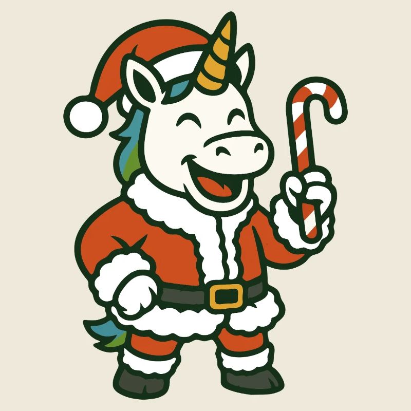 Santa Licorne avec des dessins de cannes d’orge d’orge