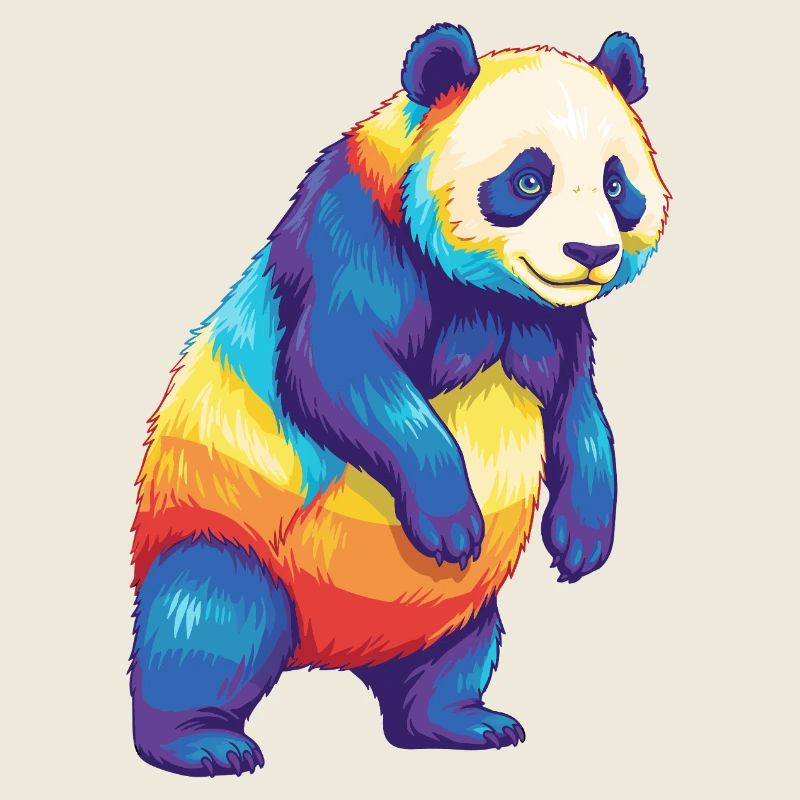 Colorful Panda Rainbow Pop Art Watercolor