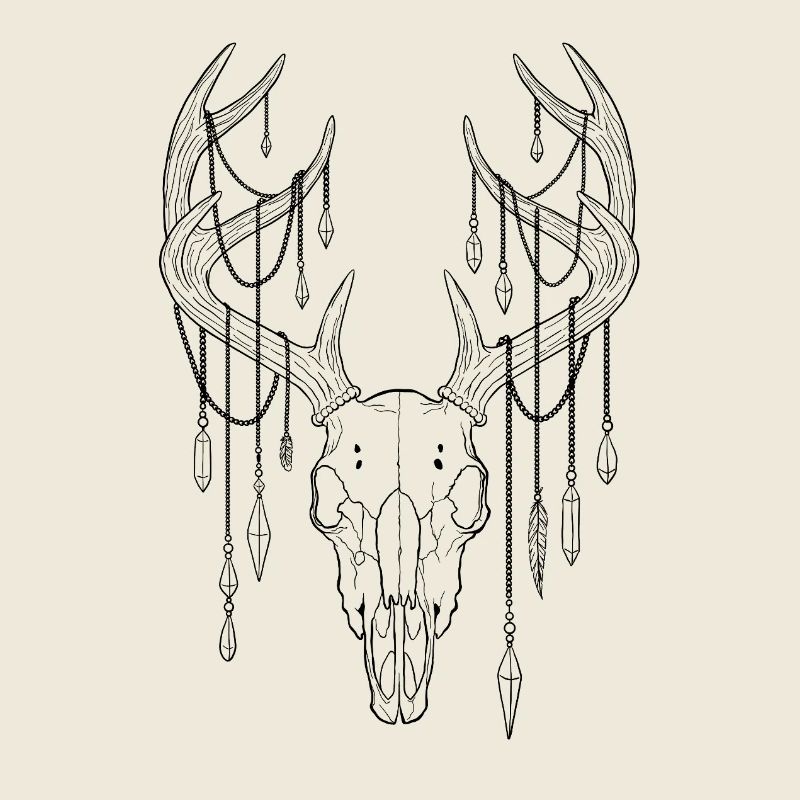 Deer antlers with crystals