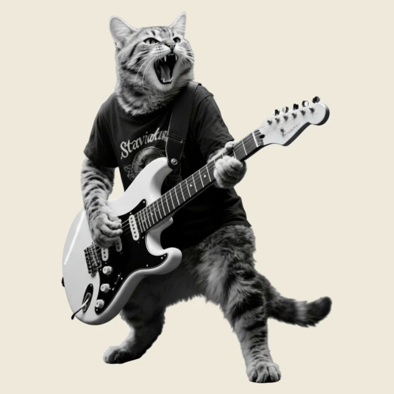 Rockkatze mit E-Gitarre