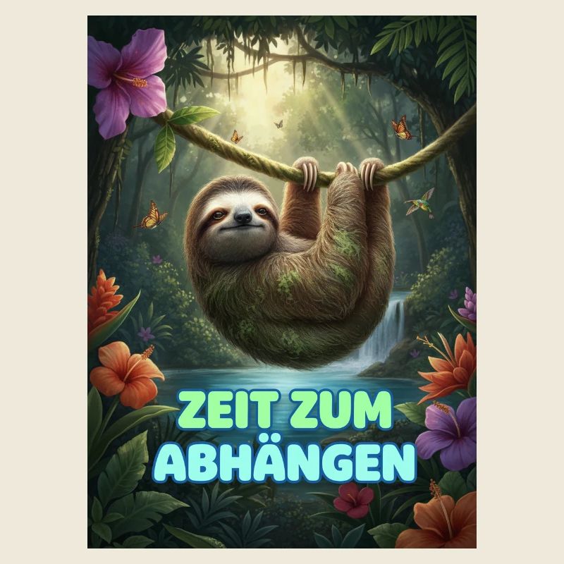 Zeit Zum Abhängen Faultier Neon