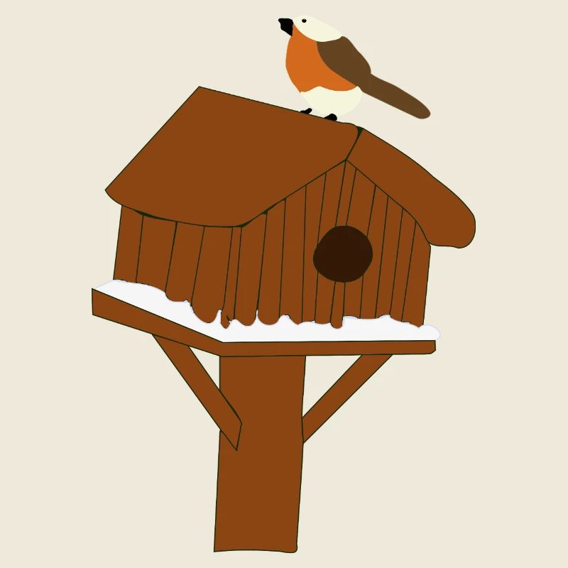 Vogelhaus am Schneeboden