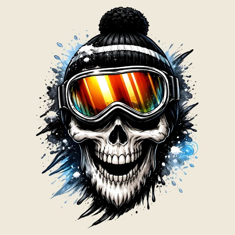 Snowboardeur Skull avec lunettes de snowboard