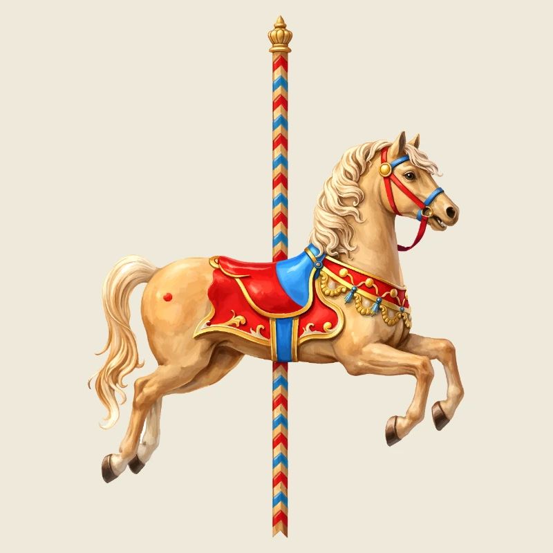 Classic Carousel Horse Illustration