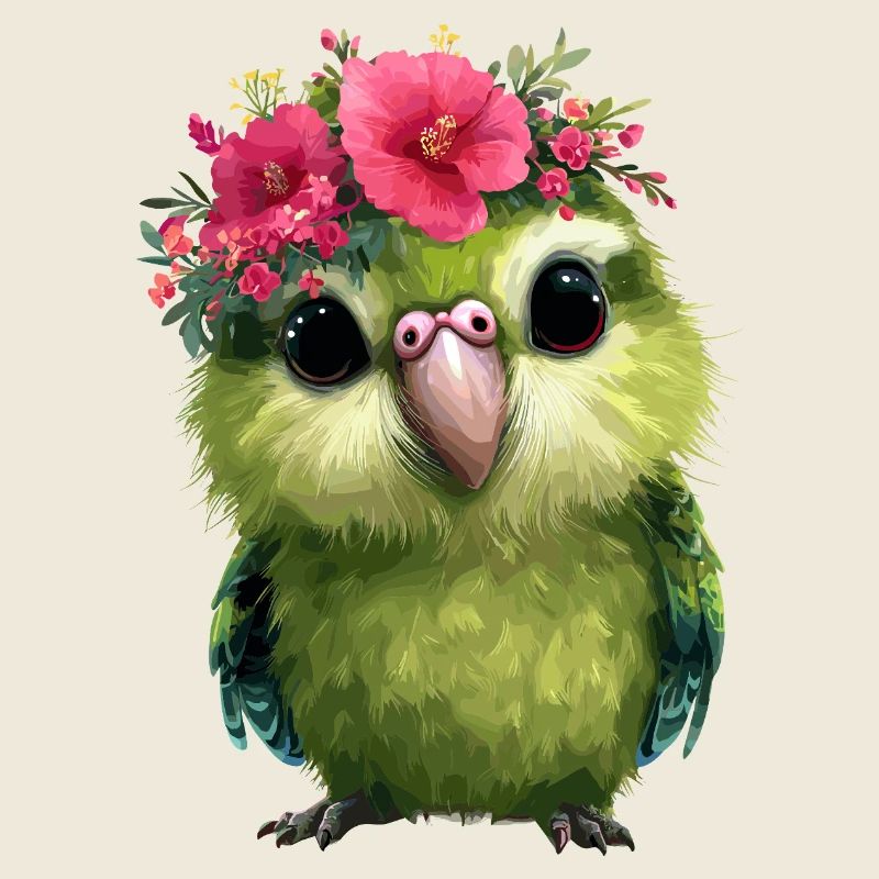 Spring parrot with flower crowns