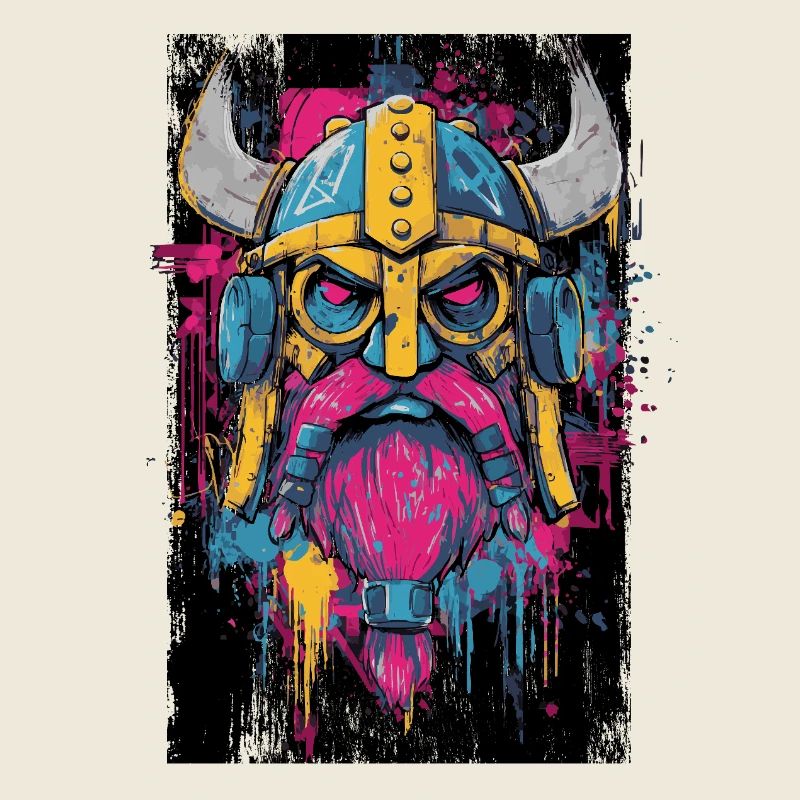 Viking Helmet Color Splatter