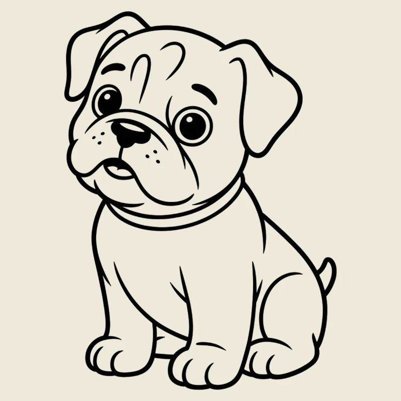 Pug Contour Drawing: Cute Snout