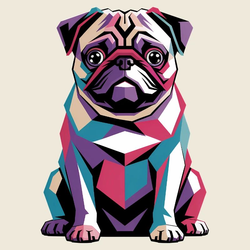 Farbenfroher geometrischer Mops – Lebendiger Pop-Art-Hund