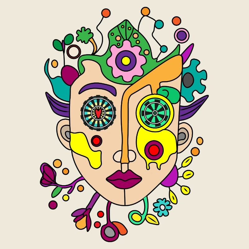 Kaleidoskopisches Splitgesicht