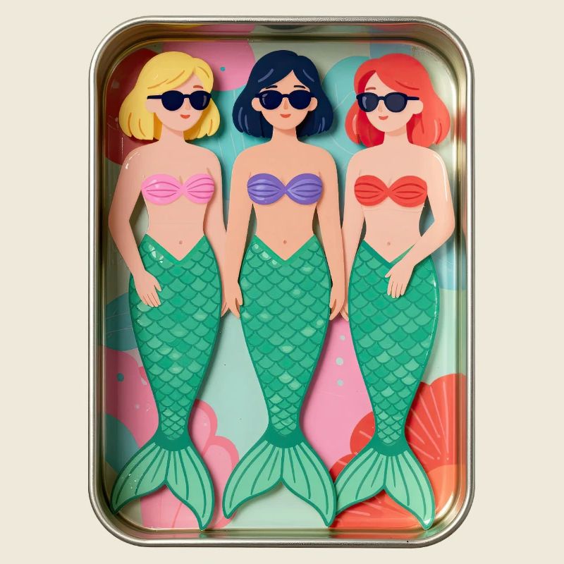 Three mermaids in a tin