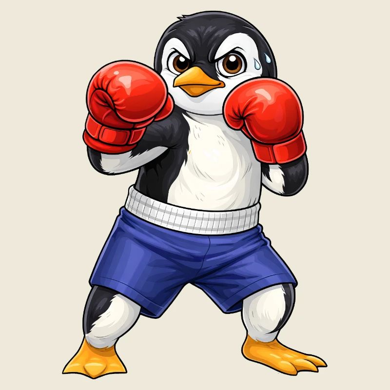 Boxe dessinée d’arts martiaux Penguin Boxer Cool