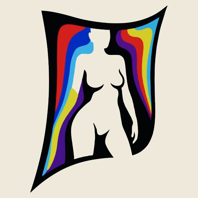 Schattenfigur mit Regenbogenflügeln