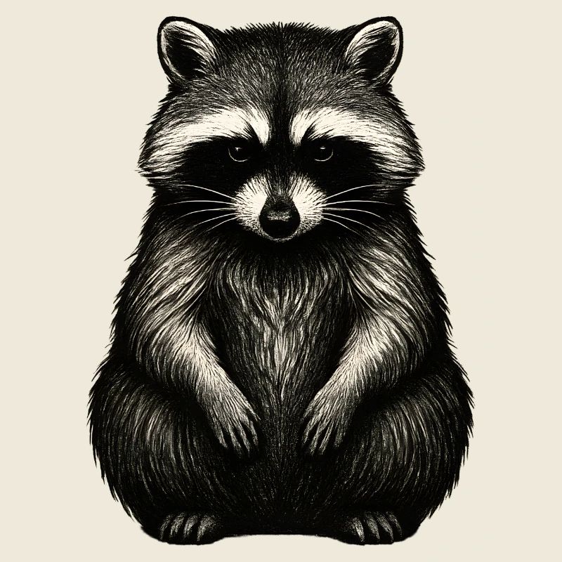 Monochrom Waschbär Print