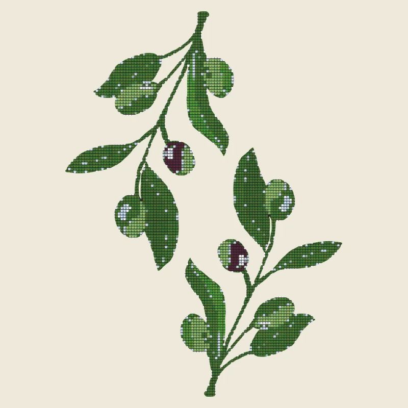 olive branches Mosaic Green