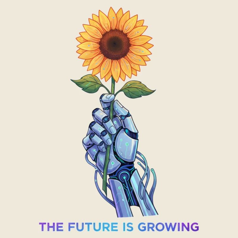 Cyber-Organic Robot Hand Sunflower Design