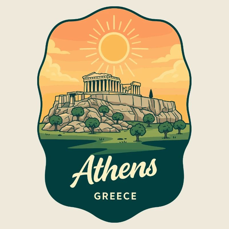 Insigne du Parthénon d’Athènes Vintage Sunset