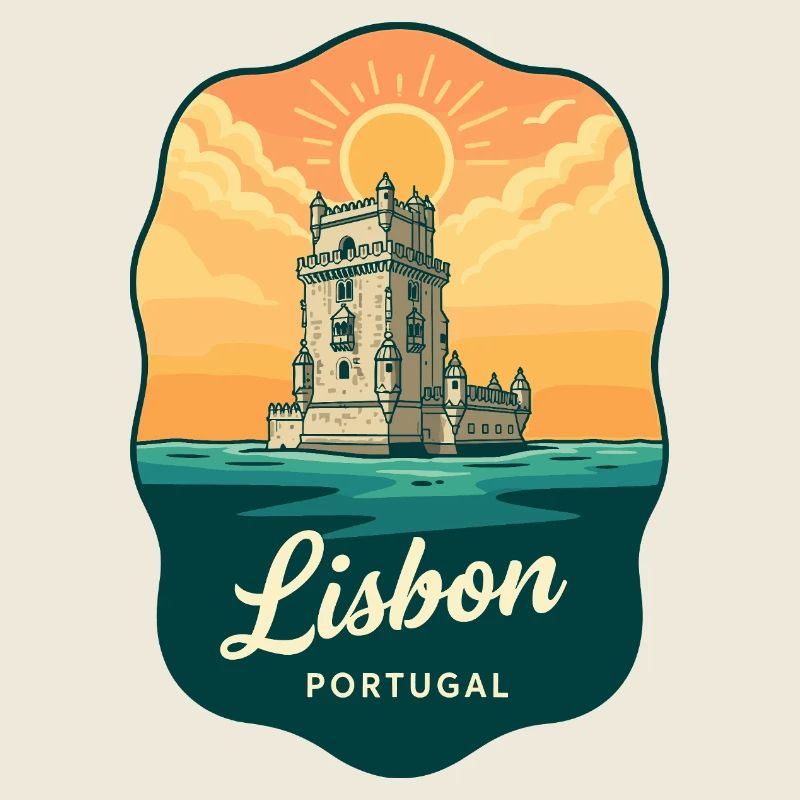 Lissabon Belem Tower Vintage-Reiseabzeichen