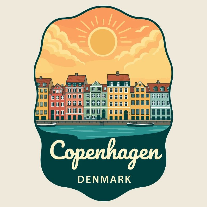 Badge Rétro Sunset de Copenhague Nyhavn