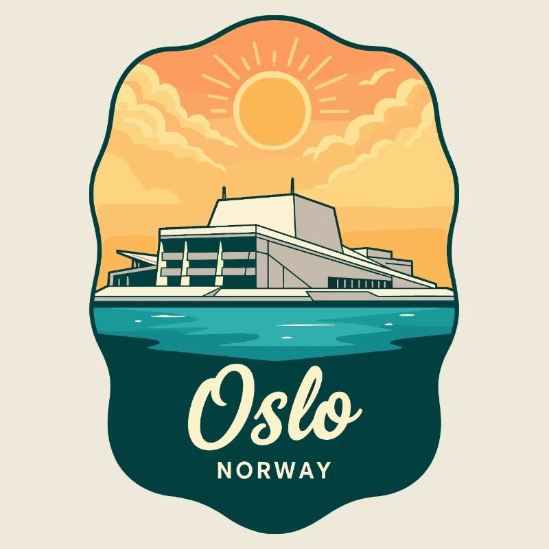 Osloer Opernhaus Retro-Sonnenuntergangsabzeichen