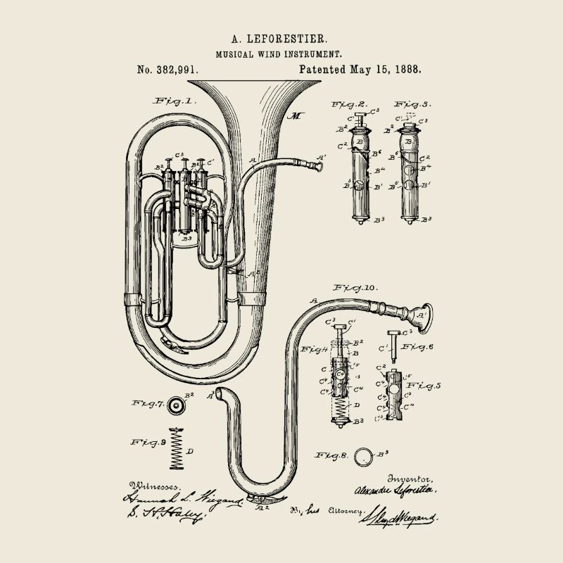 Concerto breveté pour tuba technique rétro vintage