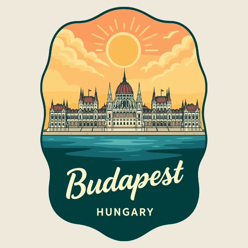 Insigne Vintage Sunset du Parlement de Budapest