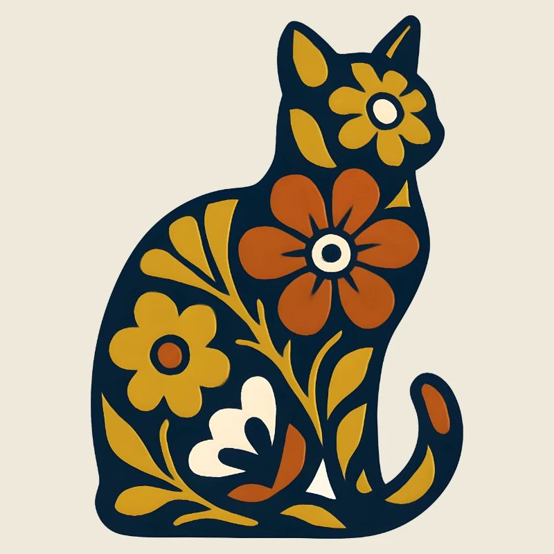 Motif d’art populaire Fleurs de Chat