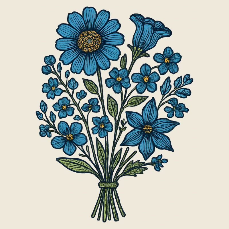 Blaues Blumenbouquet