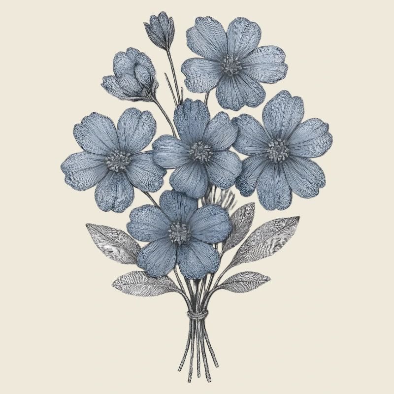 Blaues Blumenbouquet Aquarell