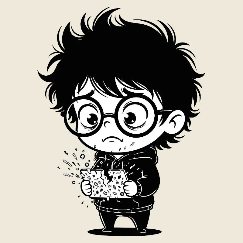 Digital Stress Broken Tablet Child Sticker