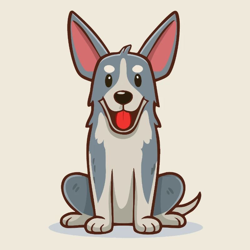 Kleiner, lustiger, grauer Hund (Comic)
