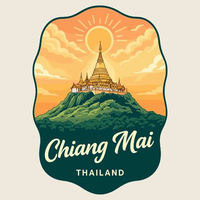 Chiang Mai Doi Suthep Retro-Reiseabzeichen