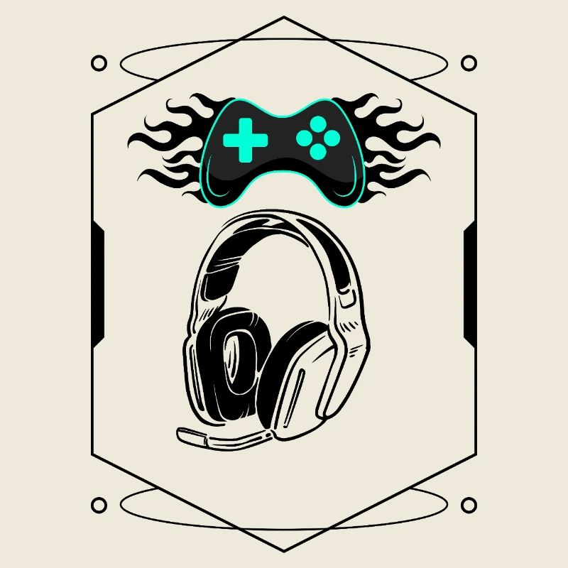 Futuristischer flammender Controller und Gaming-Headset