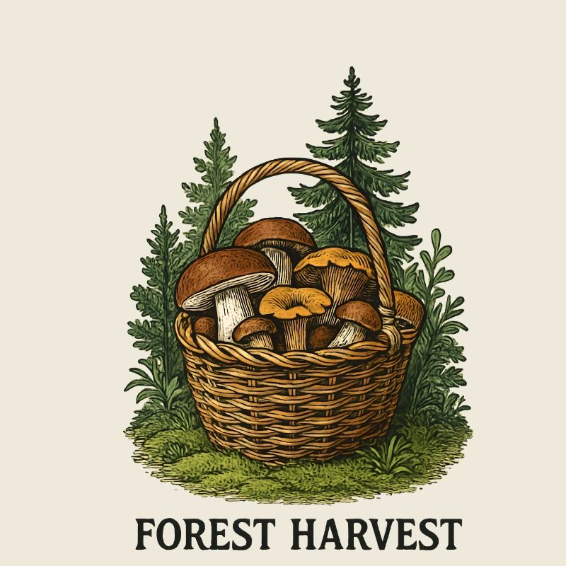 Forest Harvest Basket with Mushrooms