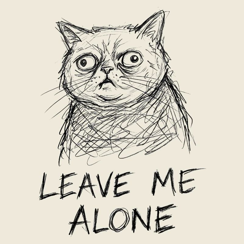 Cat Sketch Leave Me Alone