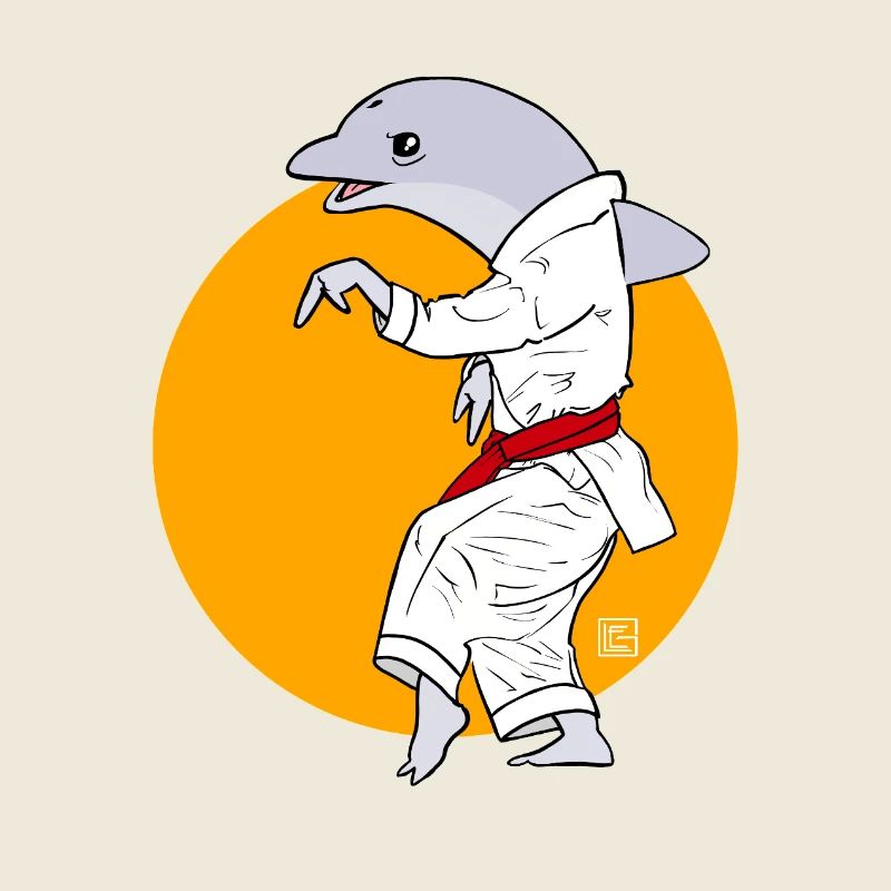 Karate-Delfin im Kimono