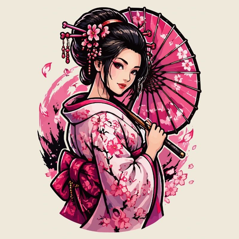 Kimono Geisha à la Fleur de cerisier