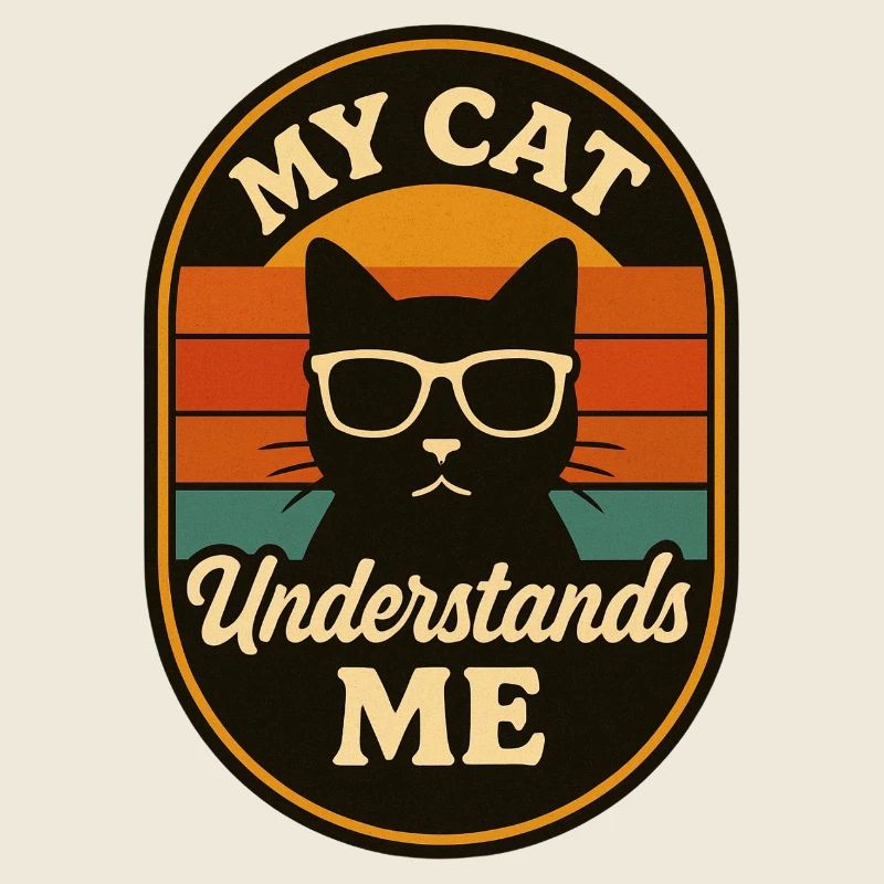 Logo rétro de mon chat qui me comprend