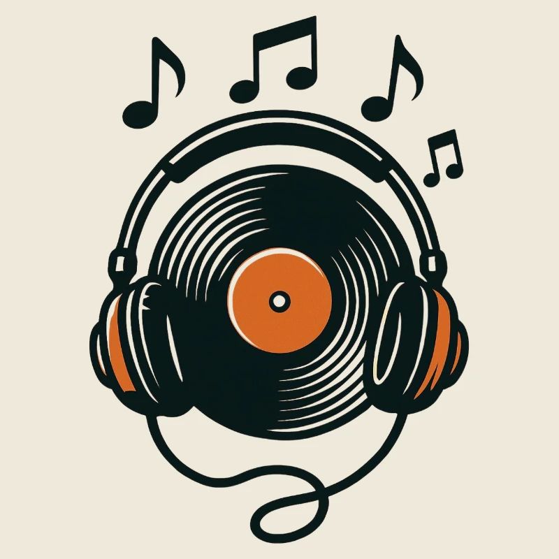 Vinyles rétro et casque audio