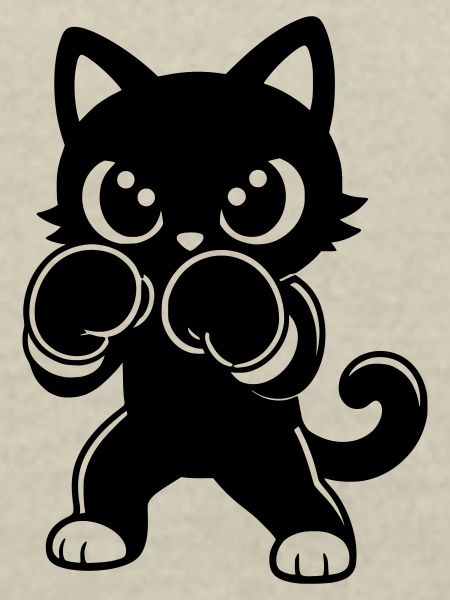 Boxende Katze mit Boxhandschuhen