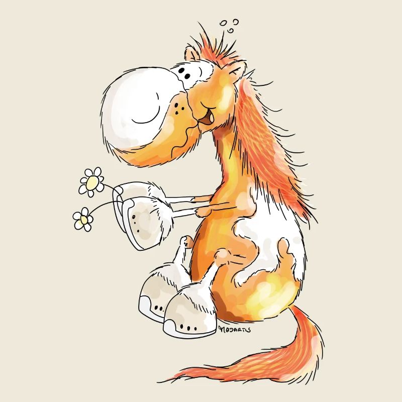 Pferd mit Blume - Pferde - Pony - Fuchs - Geschenk